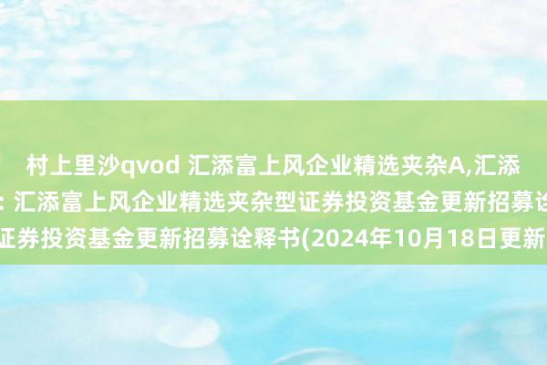 村上里沙qvod 汇添富上风企业精选夹杂A,汇添富上风企业精选夹杂C: 汇添富上风企业精选夹杂型证券投资基金更新招募诠释书(2024年10月18日更新)