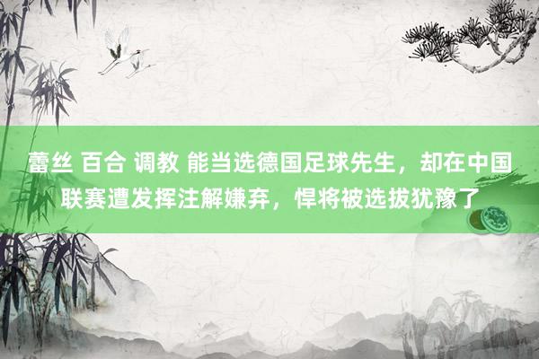 蕾丝 百合 调教 能当选德国足球先生，却在中国联赛遭发挥注解嫌弃，悍将被选拔犹豫了