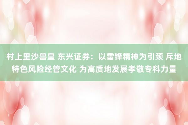 村上里沙兽皇 东兴证券：以雷锋精神为引颈 斥地特色风险经管文化 为高质地发展孝敬专科力量