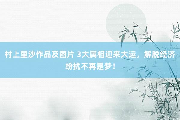村上里沙作品及图片 3大属相迎来大运，解脱经济纷扰不再是梦！