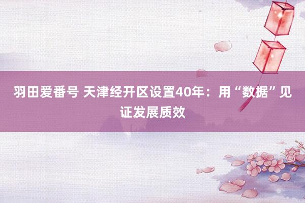 羽田爱番号 天津经开区设置40年：用“数据”见证发展质效