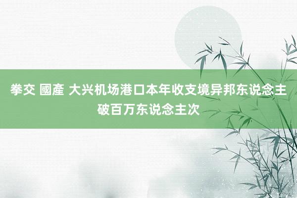 拳交 國產 大兴机场港口本年收支境异邦东说念主破百万东说念主次