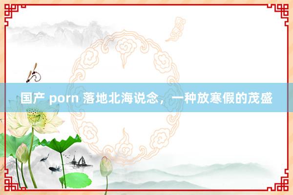 国产 porn 落地北海说念，一种放寒假的茂盛