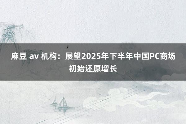 麻豆 av 机构：展望2025年下半年中国PC商场初始还原增长