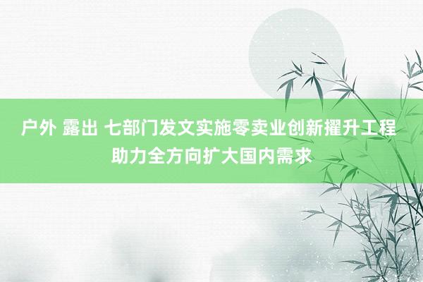 户外 露出 七部门发文实施零卖业创新擢升工程 助力全方向扩大国内需求
