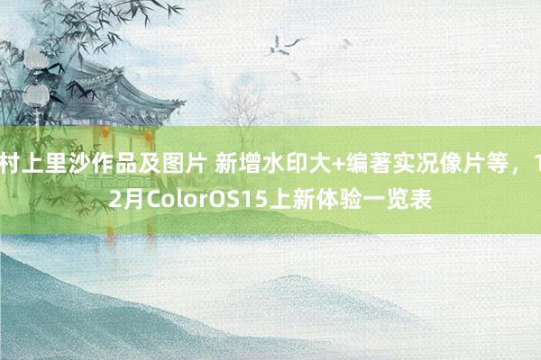 村上里沙作品及图片 新增水印大+编著实况像片等，12月ColorOS15上新体验一览表