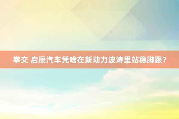 拳交 启辰汽车凭啥在新动力波涛里站稳脚跟？