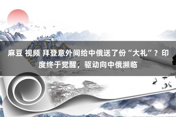 麻豆 视频 拜登意外间给中俄送了份“大礼”？印度终于觉醒，驱动向中俄濒临