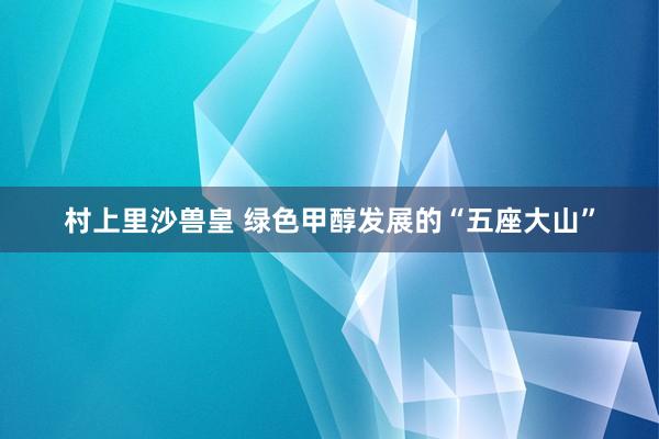 村上里沙兽皇 绿色甲醇发展的“五座大山”
