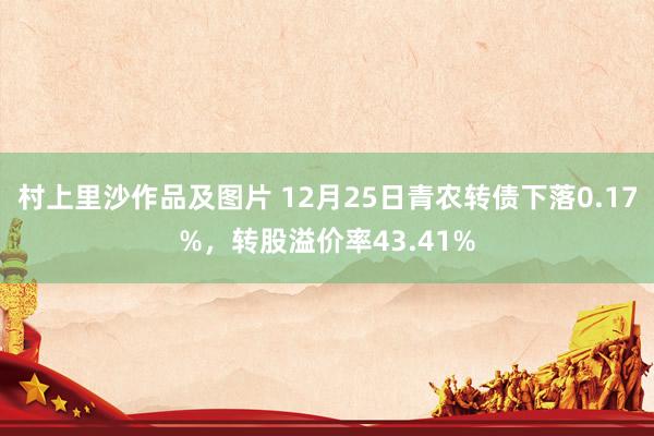 村上里沙作品及图片 12月25日青农转债下落0.17%，转股溢价率43.41%