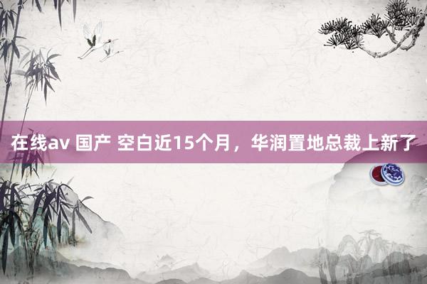 在线av 国产 空白近15个月，华润置地总裁上新了