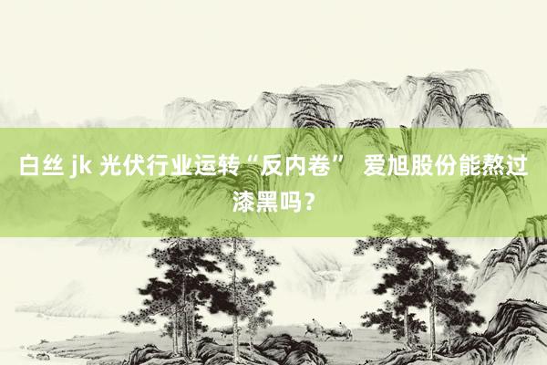 白丝 jk 光伏行业运转“反内卷”  爱旭股份能熬过漆黑吗？
