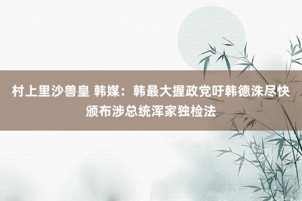 村上里沙兽皇 韩媒：韩最大握政党吁韩德洙尽快颁布涉总统浑家独检法
