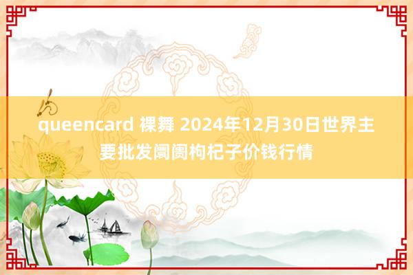 queencard 裸舞 2024年12月30日世界主要批发阛阓枸杞子价钱行情