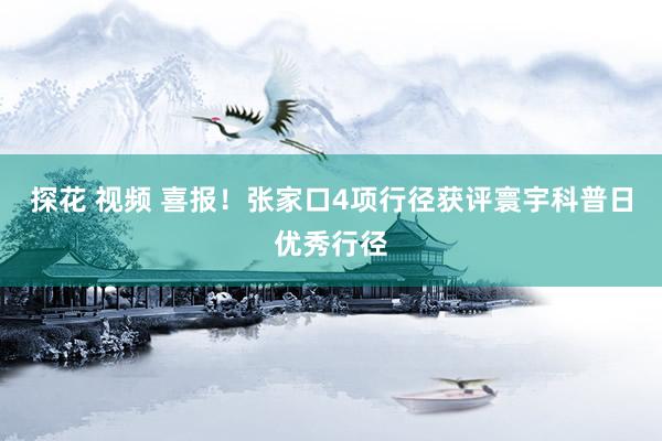 探花 视频 喜报！张家口4项行径获评寰宇科普日优秀行径