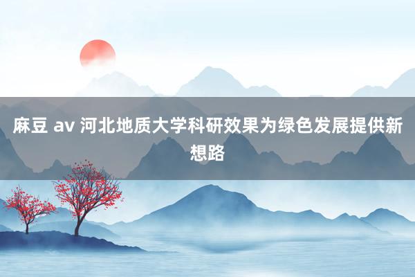 麻豆 av 河北地质大学科研效果为绿色发展提供新想路