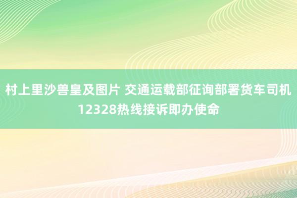 村上里沙兽皇及图片 交通运载部征询部署货车司机12328热线接诉即办使命