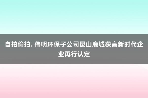 自拍偷拍. 伟明环保子公司昆山鹿城获高新时代企业再行认定
