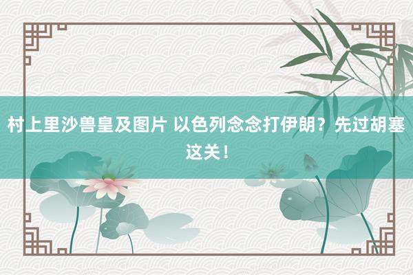 村上里沙兽皇及图片 以色列念念打伊朗？先过胡塞这关！