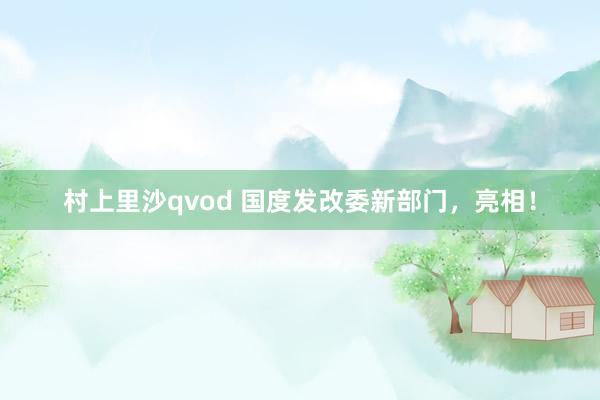村上里沙qvod 国度发改委新部门，亮相！