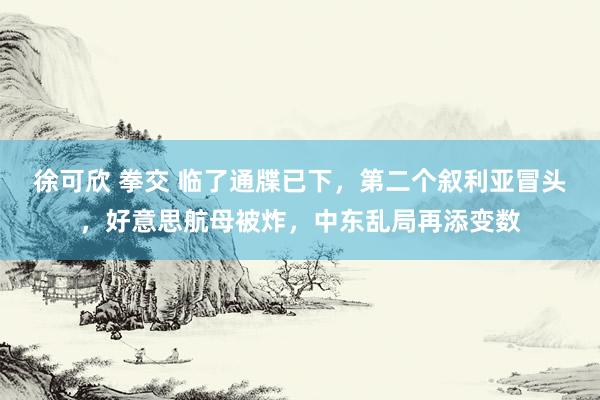 徐可欣 拳交 临了通牒已下，第二个叙利亚冒头，好意思航母被炸，中东乱局再添变数