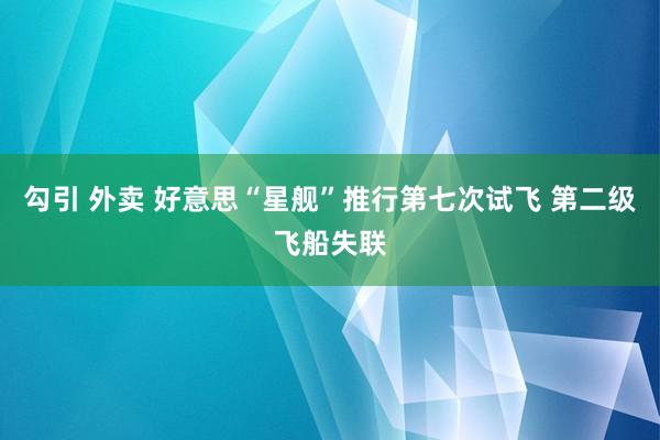 勾引 外卖 好意思“星舰”推行第七次试飞 第二级飞船失联