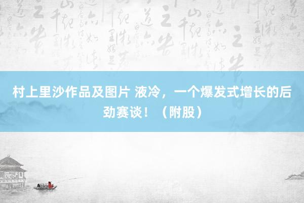 村上里沙作品及图片 液冷，一个爆发式增长的后劲赛谈！（附股）