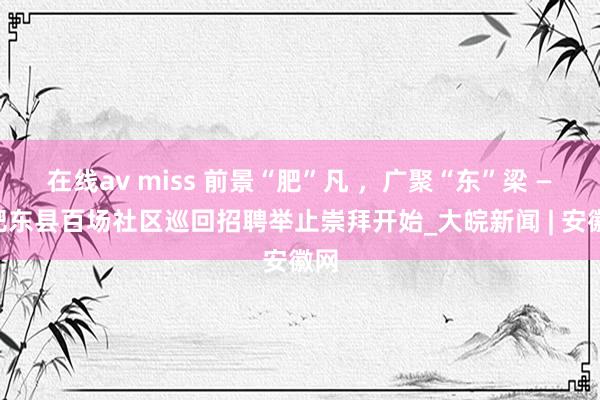 在线av miss 前景“肥”凡 ，广聚“东”梁 ——肥东县百场社区巡回招聘举止崇拜开始_大皖新闻 | 安徽网