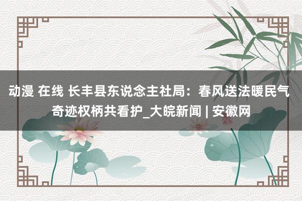 动漫 在线 长丰县东说念主社局：春风送法暖民气 奇迹权柄共看护_大皖新闻 | 安徽网