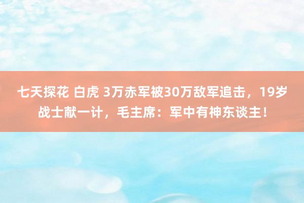 七天探花 白虎 3万赤军被30万敌军追击，19岁战士献一计，毛主席：军中有神东谈主！