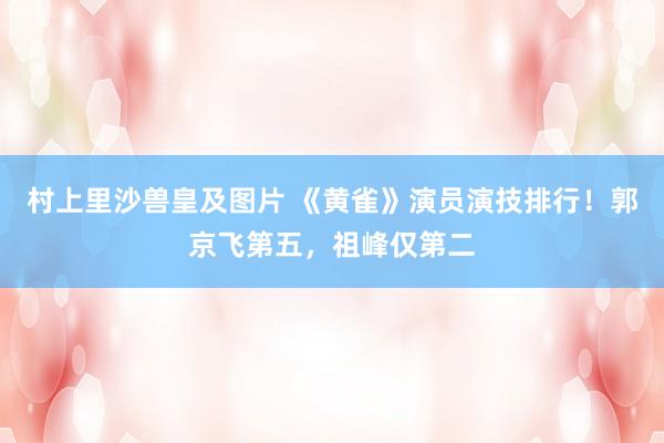 村上里沙兽皇及图片 《黄雀》演员演技排行！郭京飞第五，祖峰仅第二