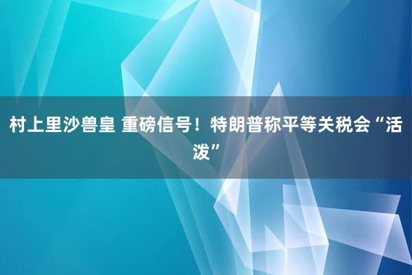 村上里沙兽皇 重磅信号！特朗普称平等关税会“活泼”