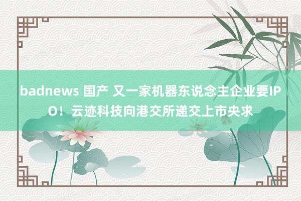 badnews 国产 又一家机器东说念主企业要IPO！云迹科技向港交所递交上市央求