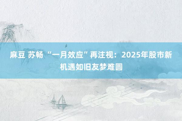 麻豆 苏畅 “一月效应”再注视：2025年股市新机遇如旧友梦难圆