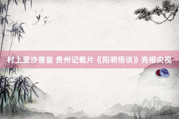 村上里沙兽皇 贵州记载片《阳明悟谈》亮相央视