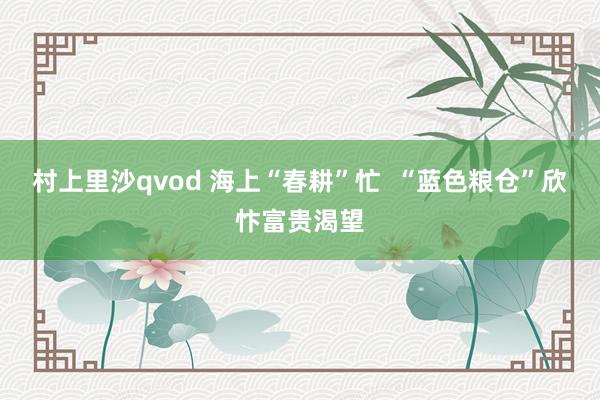 村上里沙qvod 海上“春耕”忙  “蓝色粮仓”欣忭富贵渴望