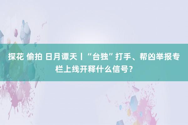 探花 偷拍 日月谭天丨“台独”打手、帮凶举报专栏上线开释什么信号？