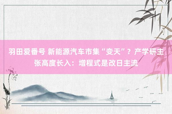 羽田爱番号 新能源汽车市集“变天”？产学研主张高度长入：增程式是改日主流