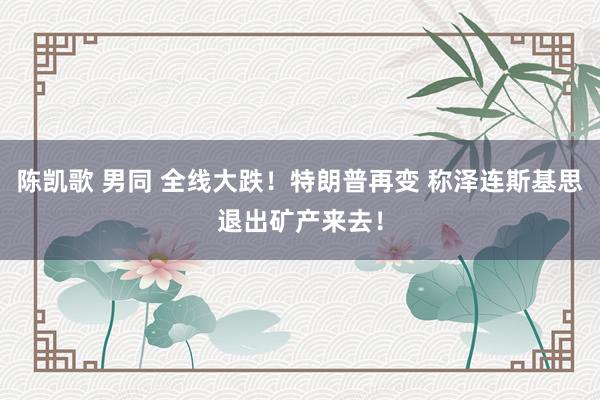 陈凯歌 男同 全线大跌！特朗普再变 称泽连斯基思退出矿产来去！