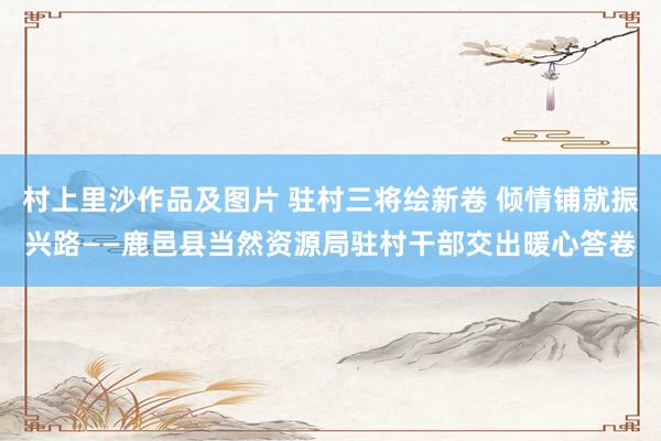 村上里沙作品及图片 驻村三将绘新卷 倾情铺就振兴路——鹿邑县当然资源局驻村干部交出暖心答卷