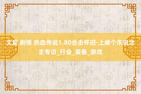 文爱 剧情 热血传说1.80合击怀旧·上峰个东说念主专访_行会_装备_游戏