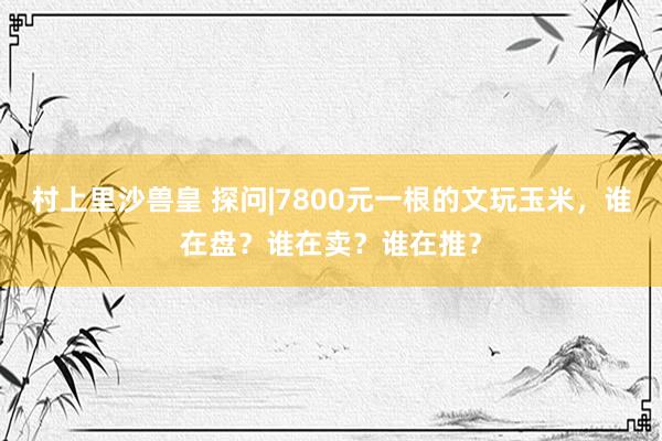 村上里沙兽皇 探问|7800元一根的文玩玉米，谁在盘？谁在卖？谁在推？