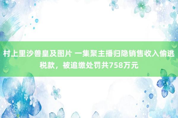 村上里沙兽皇及图片 一集聚主播归隐销售收入偷逃税款，被追缴处罚共758万元