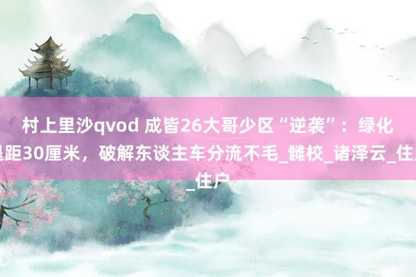 村上里沙qvod 成皆26大哥少区“逆袭”：绿化退距30厘米，破解东谈主车分流不毛_雠校_诸泽云_住户