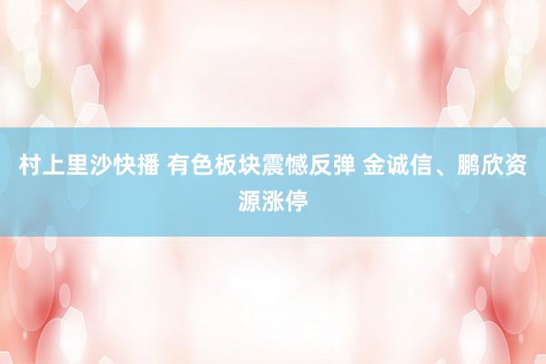 村上里沙快播 有色板块震憾反弹 金诚信、鹏欣资源涨停
