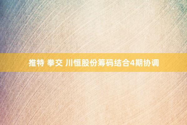 推特 拳交 川恒股份筹码结合4期协调