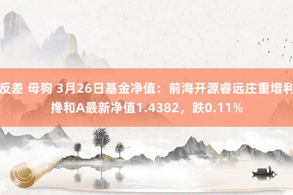 反差 母狗 3月26日基金净值：前海开源睿远庄重增利搀和A最新净值1.4382，跌0.11%