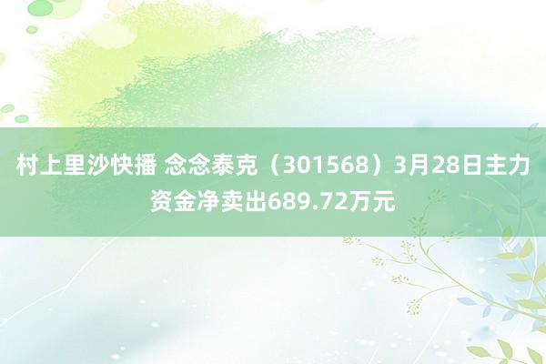 村上里沙快播 念念泰克（301568）3月28日主力资金净卖出689.72万元