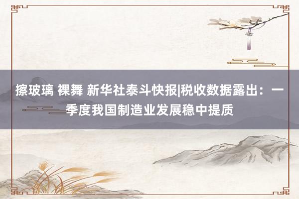 擦玻璃 裸舞 新华社泰斗快报|税收数据露出：一季度我国制造业发展稳中提质