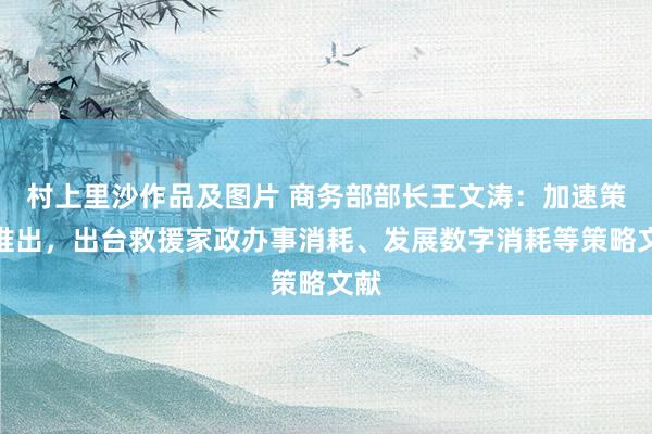 村上里沙作品及图片 商务部部长王文涛：加速策略推出，出台救援家政办事消耗、发展数字消耗等策略文献